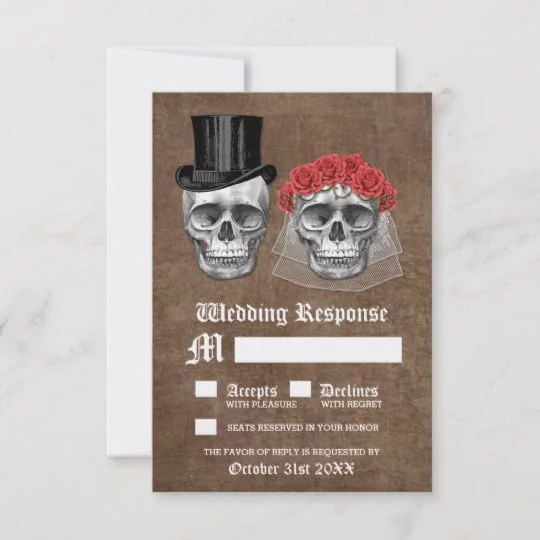 Day of the Dead Skull Couple Wedding Set