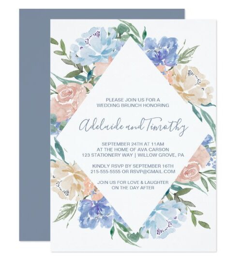 Dusty Blue Florals Wedding Invitation Collection