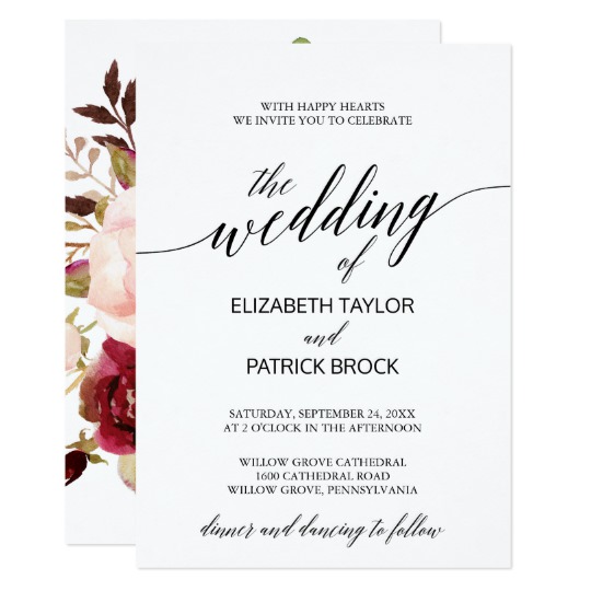 Elegant Calligraphy Faded Floral Wedding Suite