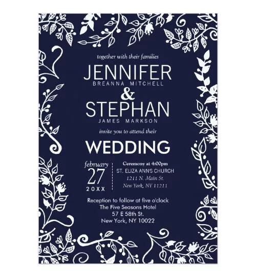Elegant Navy Blue and White Floral
