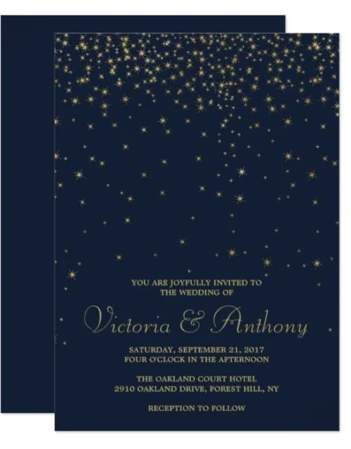 Elegant Navy & Gold Falling Stars Wedding