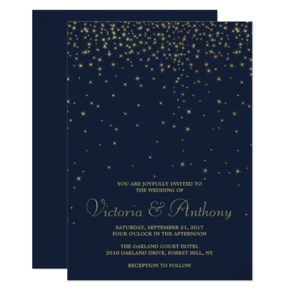 Elegant Navy & Gold Falling Stars Wedding