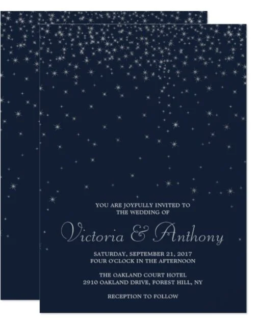 Elegant Navy & Silver Falling Stars Wedding