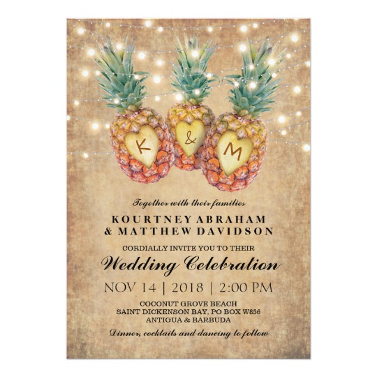 Exotic Tropical Pineapples Invitation Suite