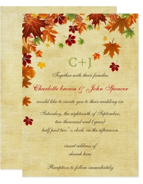 Rustic,Maple Leaves Fall Wedding Collection