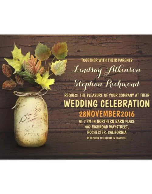 Fall Leaves Mason Jar Wedding Collection