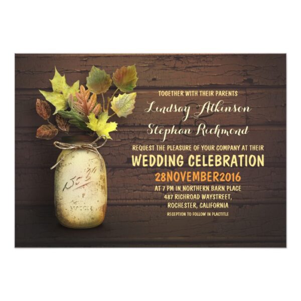 Fall Leaves Mason Jar Wedding Collection