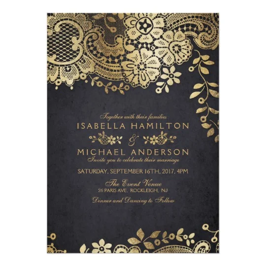 Modern gold elegant vintage lace wedding