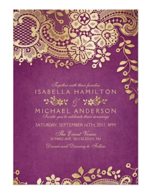 Modern gold elegant vintage lace wedding