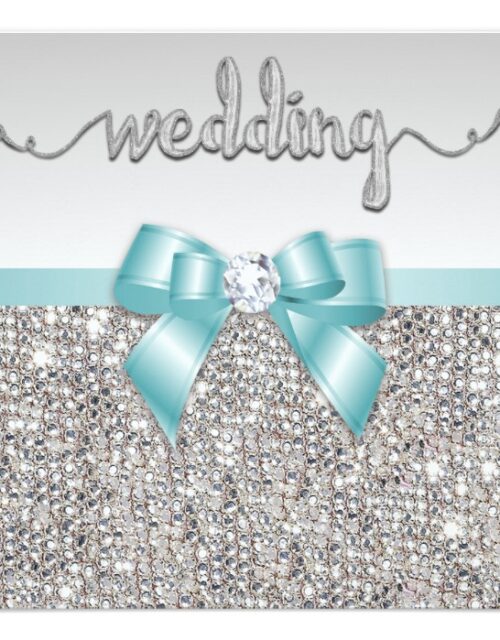 Wedding Teal Bow Silver Sequins
