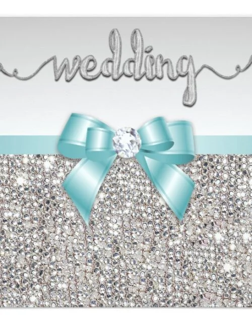 Wedding Teal Bow Silver Sequins