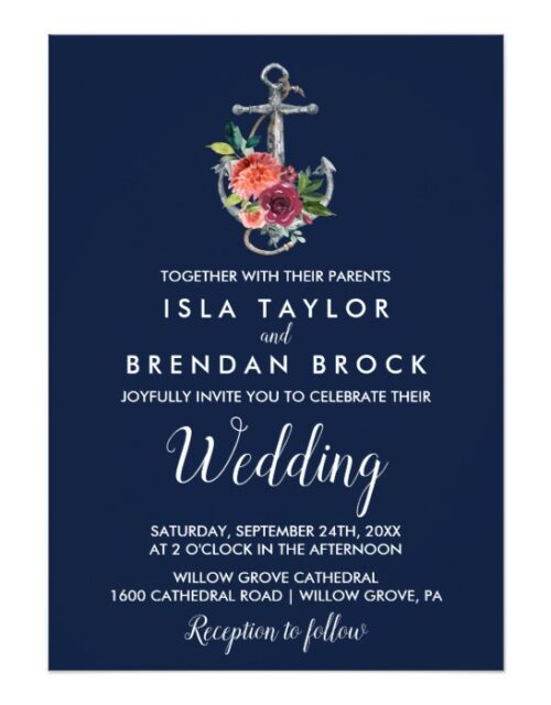 Floral Anchor Wedding Invitation Collection