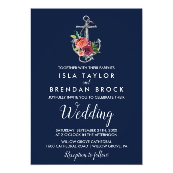 Floral Anchor Wedding Invitation Collection