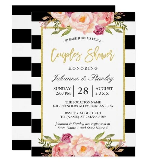 Invitation Suite: Modern Stripes Floral Decor