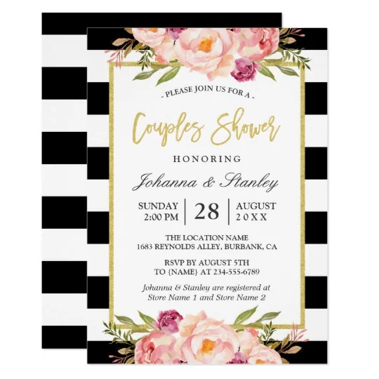 Invitation Suite: Modern Stripes Floral Decor