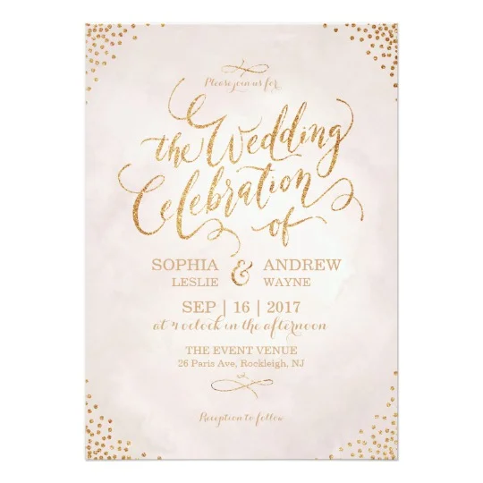 Blush rose Gold Calligraphy Wedding Suite