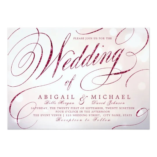 Glam burgundy calligraphy vintage wedding suite