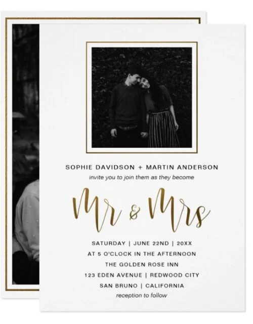 Gold & Black Typography | Photo Invitation Suite