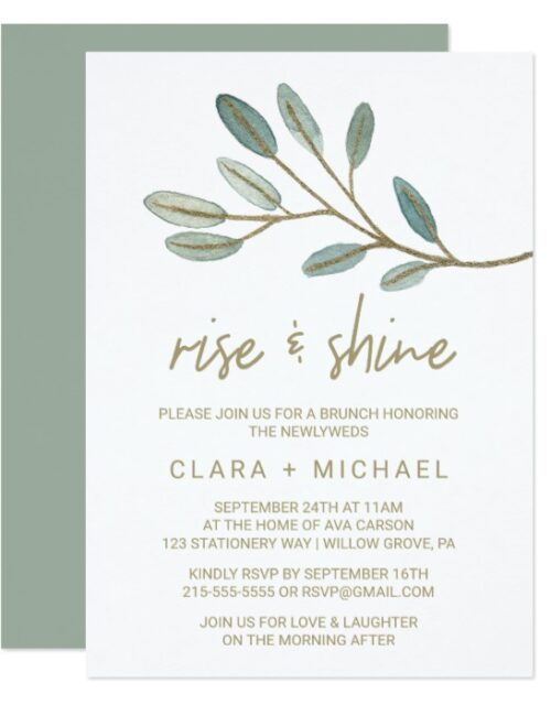 Gold Veined Eucalyptus Wedding Invitation Suite