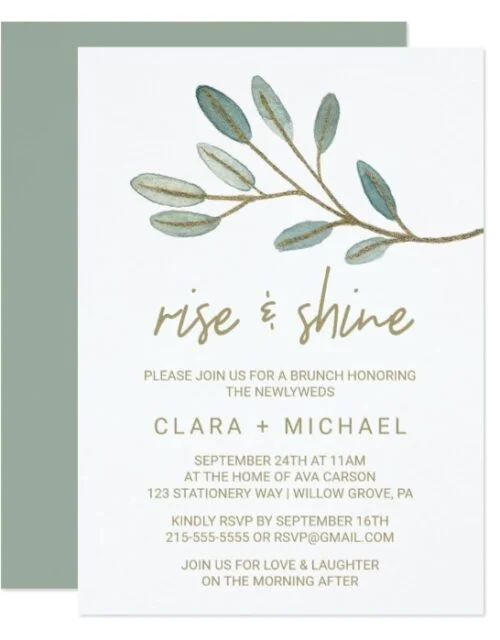 Gold Veined Eucalyptus Wedding Invitation Suite