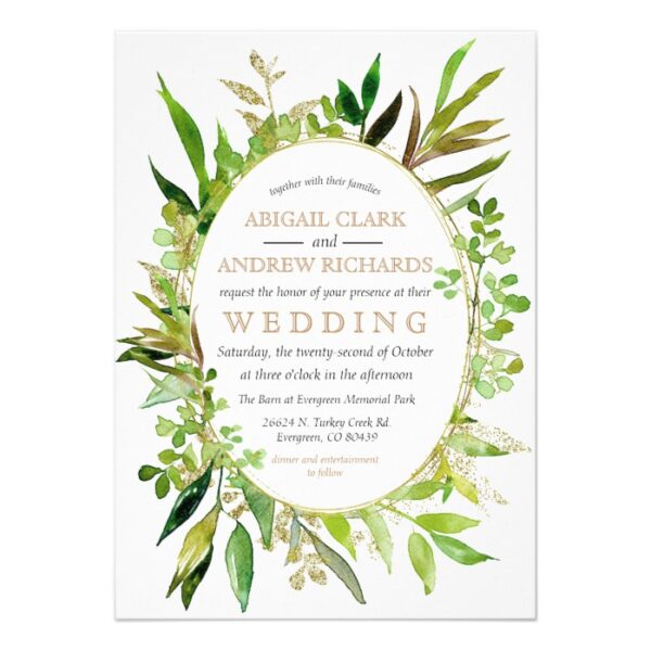 Greenery and Gold Leaf Framed Wedding & Party