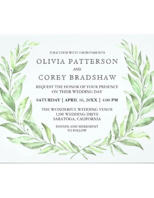 Watercolor Laurel Wreath Wedding