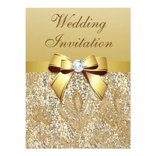Wedding Gold Sequins Bow