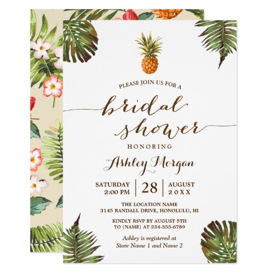 Tropical Leaves Pineapple Luau Invitation Suite