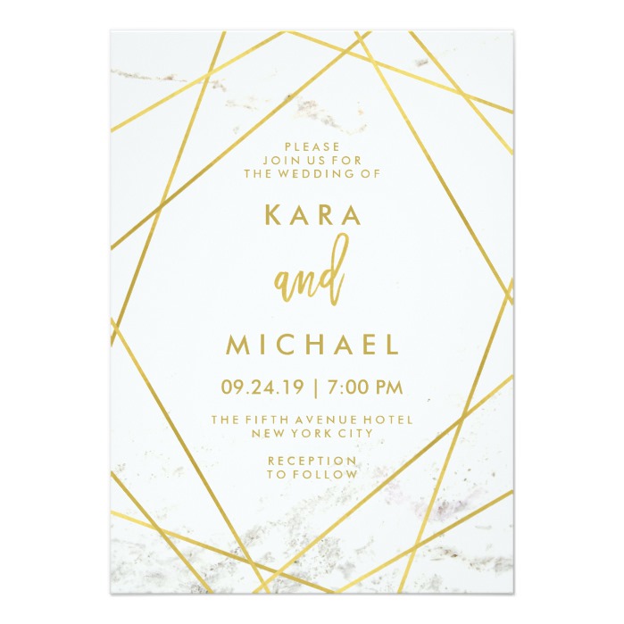 Rose Gold Invitation Marble & Gold Gold Foil Wedding Invitation 