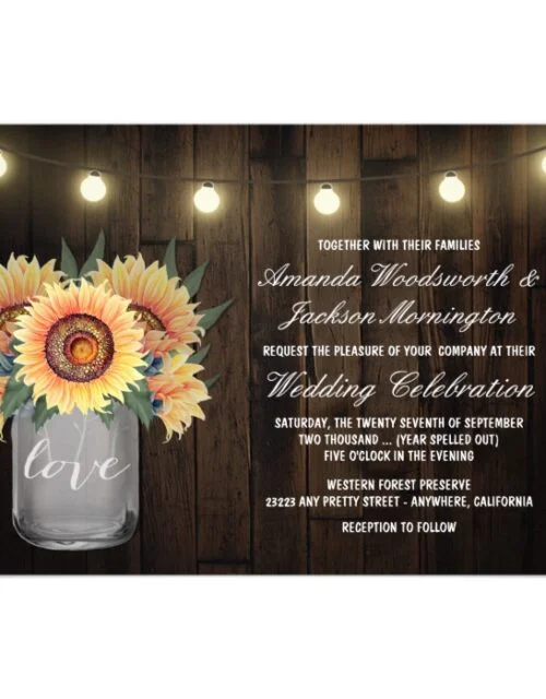 Lights Mason Jar + Sunflower Wedding Collection