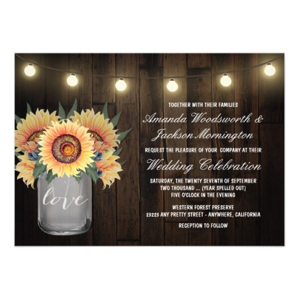 Lights Mason Jar + Sunflower Wedding Collection