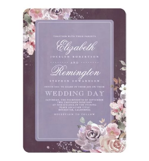 Plum Lilac and Mauve Vintage Floral