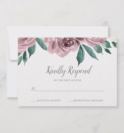 Mauve Watercolor Roses Floral Wedding