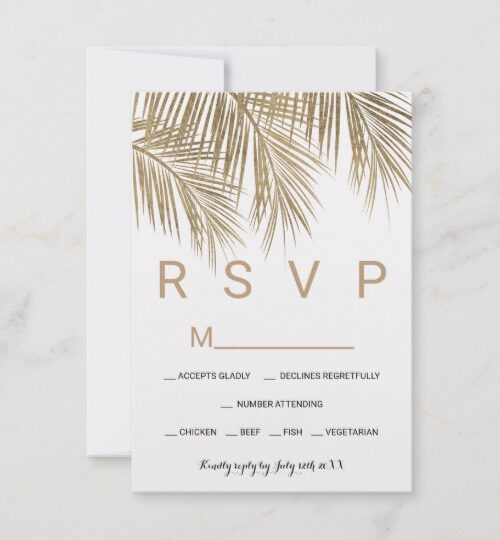 Modern faux gold palm tree elegant simple wedding