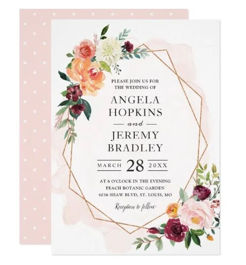 Modern Geometric Bloom Floral Invitations Suite