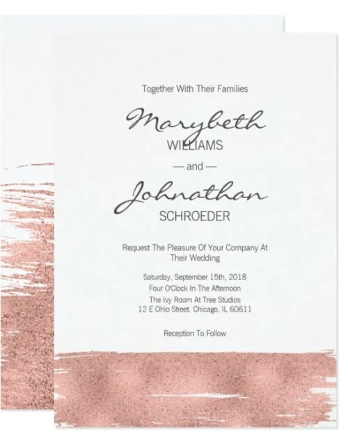 Modern Rose Gold Brushstroke Wedding