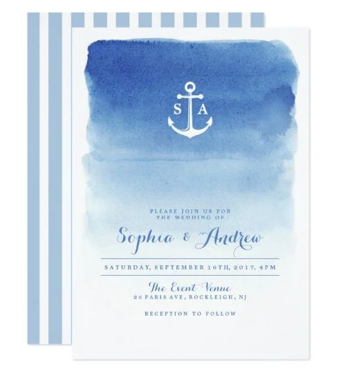 Watercolor Nautical Anchor Beach Wedding Suite