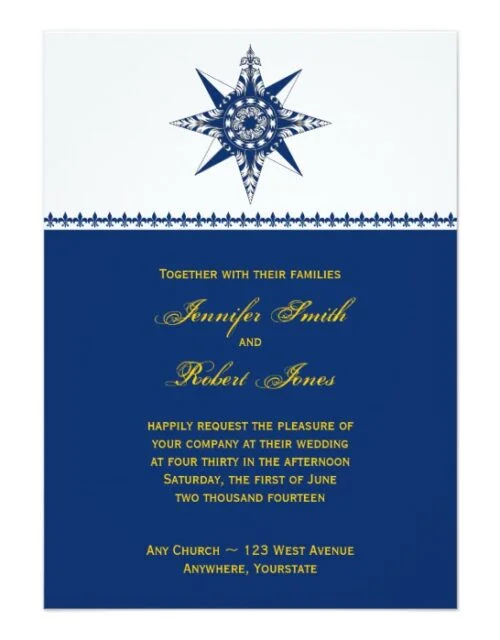 Naval Compass Rose in Navy and Yellow Wedding