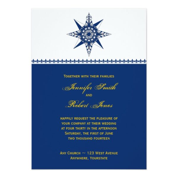 Naval Compass Rose in Navy and Yellow Wedding