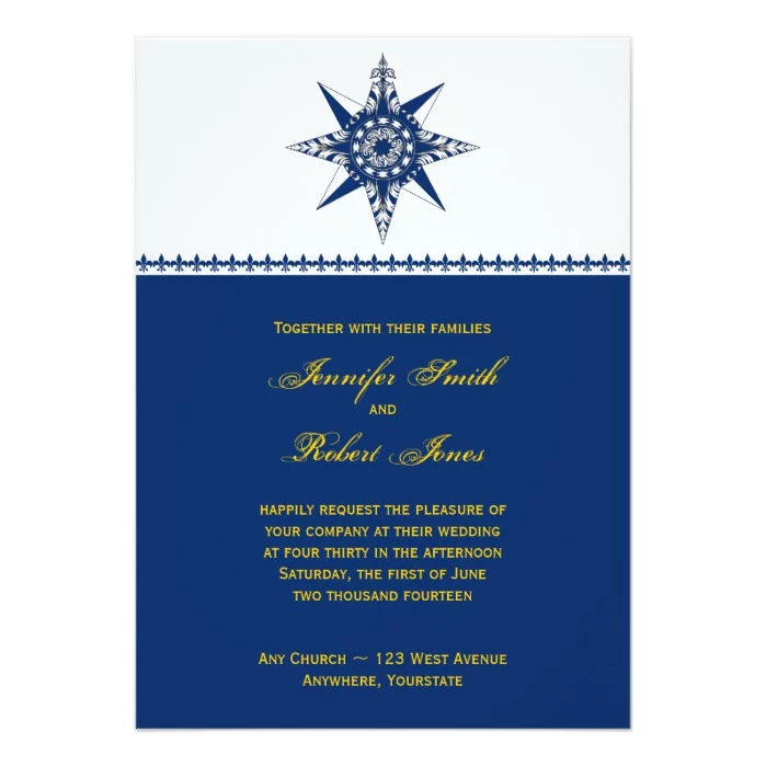 Naval Compass Rose in Navy and Yellow Wedding