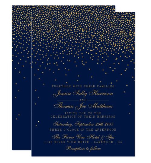Navy Blue & Glam Gold Confetti Wedding