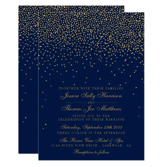 Navy Blue & Glam Gold Confetti Wedding