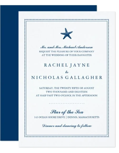 Graceful Starfish Wedding Navy Blue