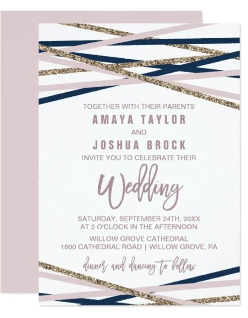 Rose Gold Streamers Wedding Invitation Collection