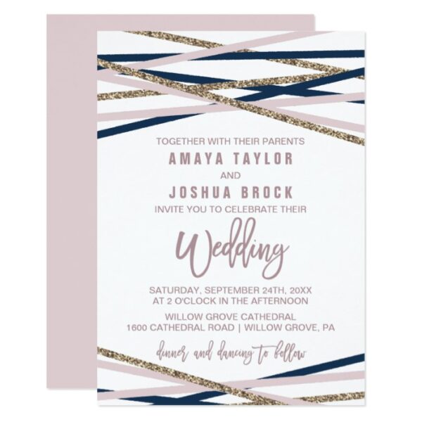 Rose Gold Streamers Wedding Invitation Collection