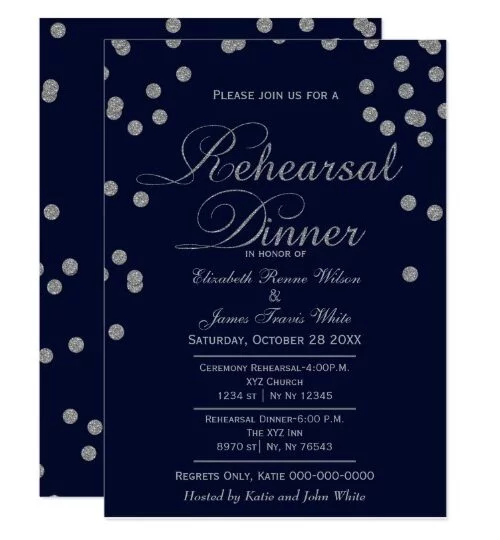 INVITATION SUITE: NAVY SILVER GLITTER CONFETTI