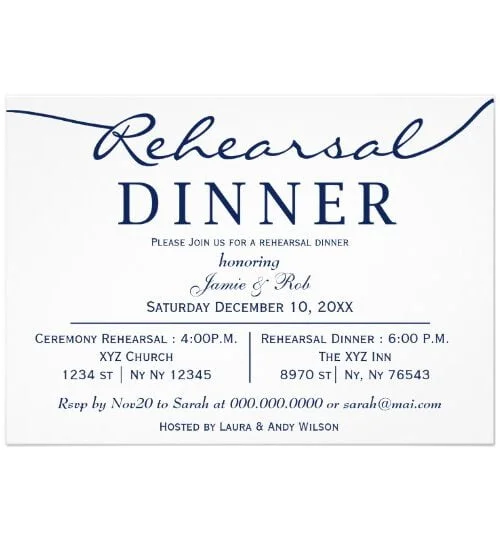 Elegant Rehearsal Dinner Invitations