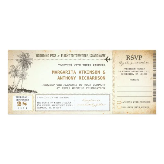 Old Boarding Pass Beach Wedding Collection