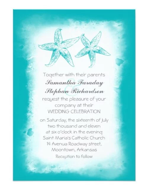 Watercolor Starfish Nice Beach Wedding Collection