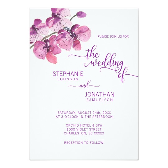 Watercolor Purple ORCHID Floral Wedding